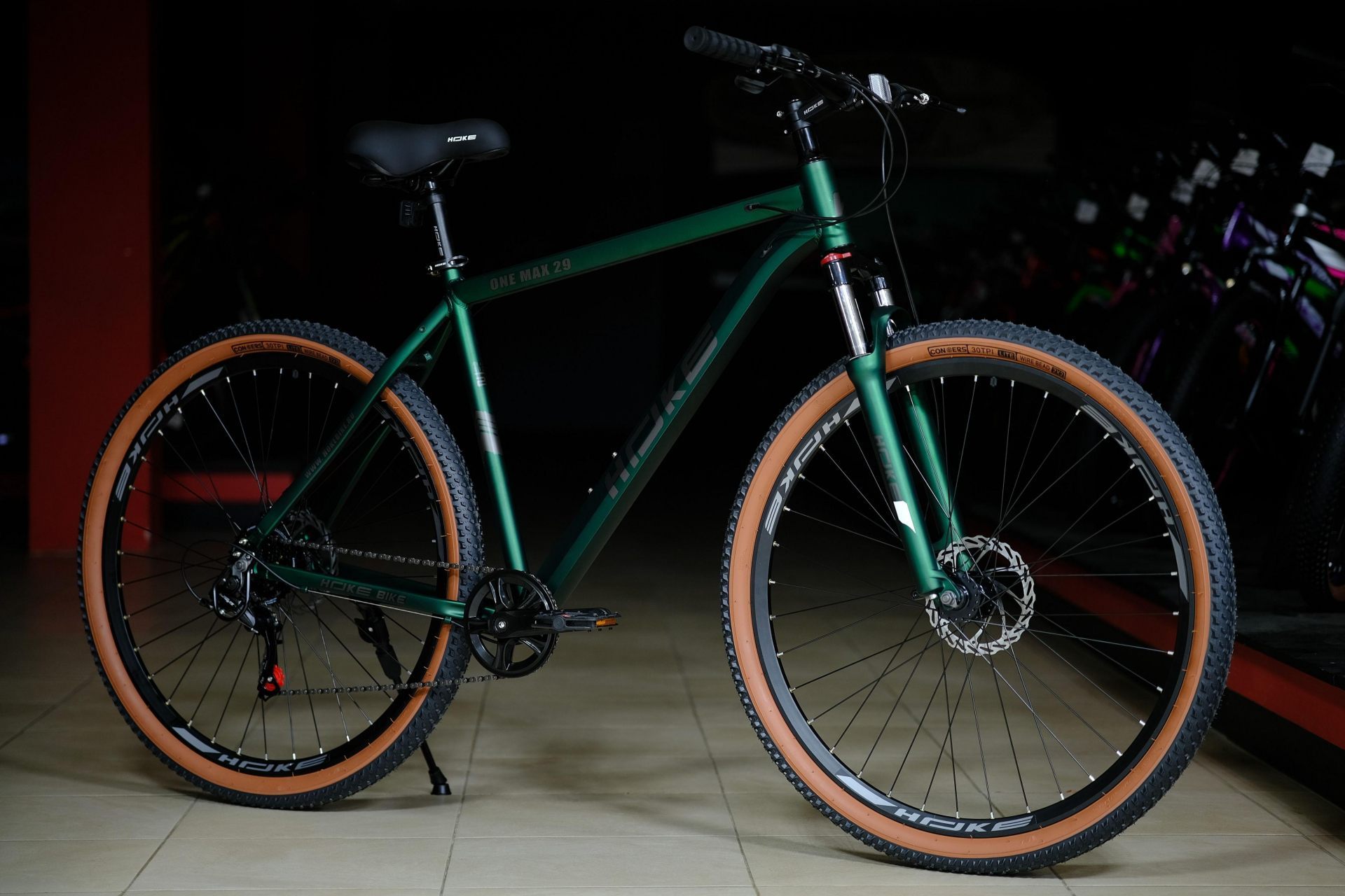 Велосипед HOKE ONE MAX 29 матовый зелёный-чёрный 19